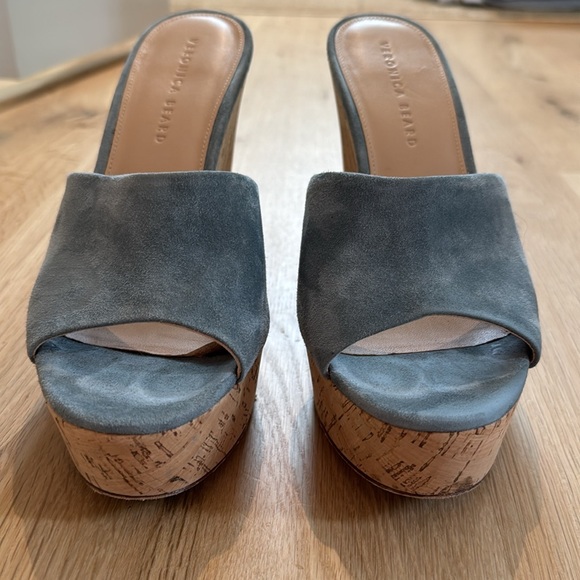 Veronica Beard Dali Platform Wedge Sandal in Denim Size 8.5 - Picture 3 of 6